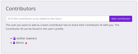 Overview of the form for adding a contributor to a team