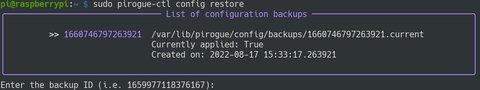 Restore a previous configuration