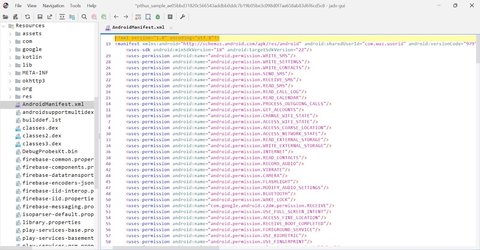 Requested permissions in jadx